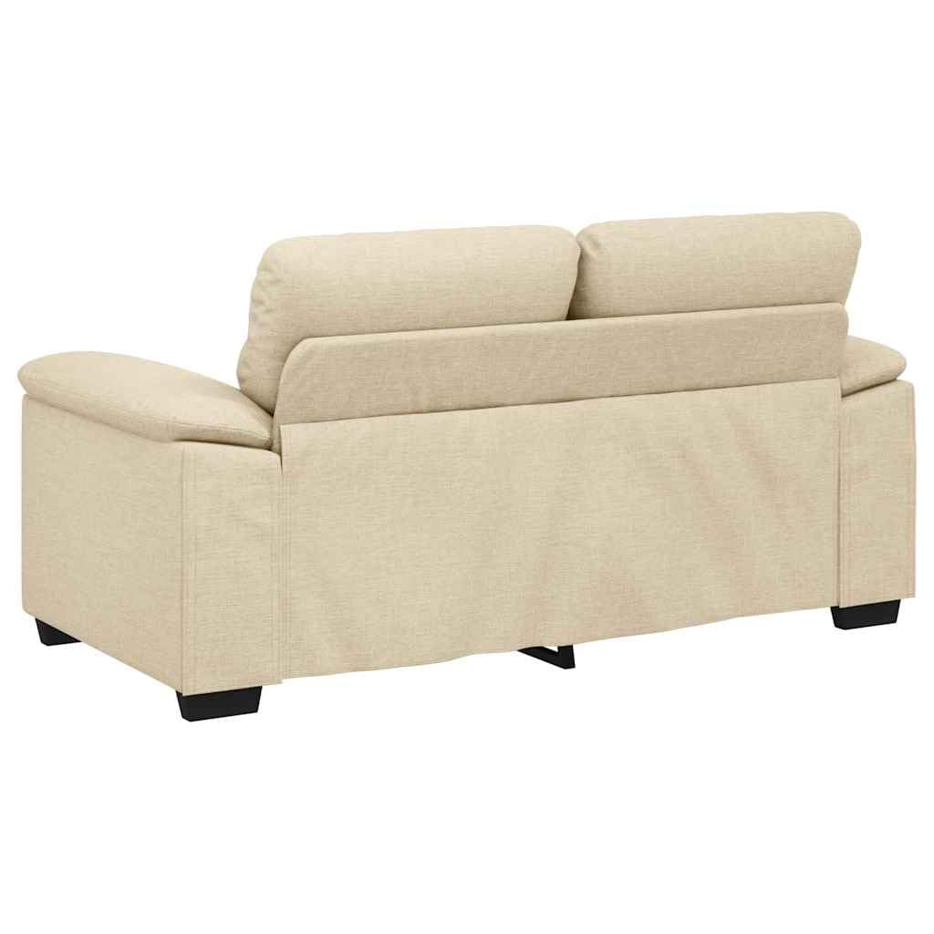 Sofa 2-osobowa, kremowa, 160 x 81 x 84 cm, materiał do salonu, lounge, ławka do siedzenia z podłokietnikami i oparciem, do pokoju gościnnego, biura i salonu
