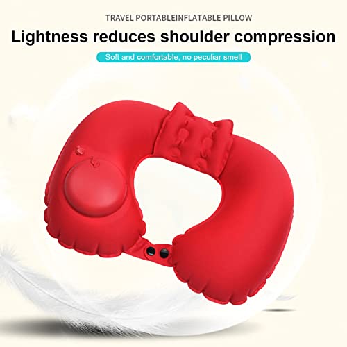 Altsuceser Inflatable Travel Neck Pillows, Portable U-Shaped Ultralight Neck Pillow For Traveling, Neck Support Pillow For Airplane Train Car Office Napping Camping Red One Size #TOP3