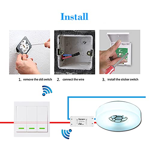 Interruptor de pared de 3 bandas HUIOP con panel de control RF 433 MHz tipo 86 6