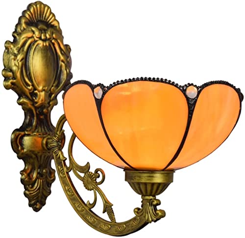 GAUUA Retro Lámpara De Pared Barroca Europea Tiffany Dormitorio Pasillo Pasillo Mariposa De Cristal De Colores