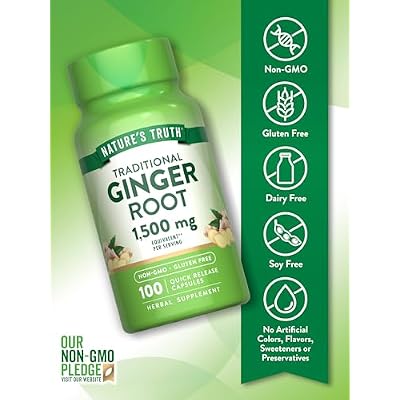 Nature's Truth Ginger Root Capsules | 100 Count | from Ginger Root Extract | Non-GMO and Gluten Free Supplement