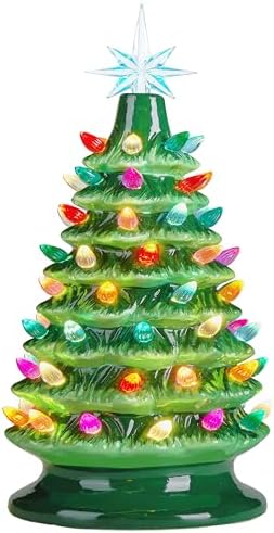 JOIEDOMI 15" Ceramic Christmas Tree, Table Top Christmas Tree wit...