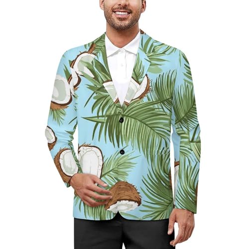 Palms and Coconut Men's Slim Suit Long-Sleeve Prom Tuxedo Classic Two Button Business Jacket
