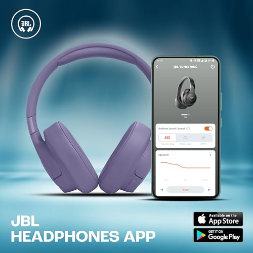 Image of JBL Tune 770NC Wireless Over Ear ANC Headphones with Mic, Upto 70 Hrs Playtime, Speedcharge, Google Fast Pair, Dual Pairing, BT 5.3 LE Audio, Customize on Headphones App (Purple)