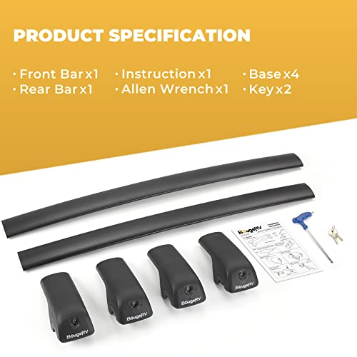Bougerv Lockable Roof Rack Cross Bars For 2015-2023 Jeep Renegade With Anti-Theft Lock, Aluminum Car Cross Bar For Rooftop Cargo Carrier Bag Basket Luggage Kayak Canoe Bike Snowboard Skiboard, Black #TOP4