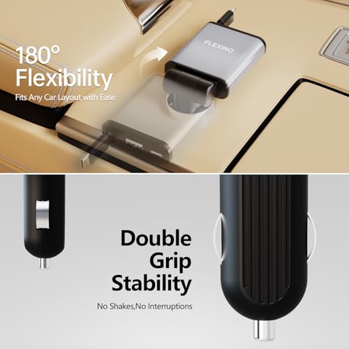 Chargeur de voiture rétractable Flexino 63W pour iPhone 16