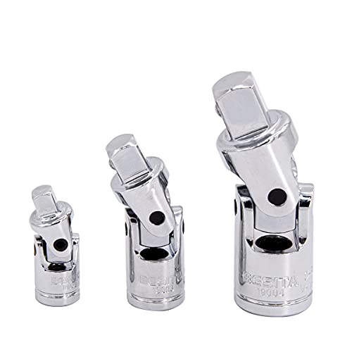 BESITA Universal Joint Socket, 1/4", 3/8", 1/2" Universal Joint Socket Sets, 3 Pcs Swivel Extension Drive U-Joints Drive Universal Joint, Universal Bendable Adapter Socket Tools