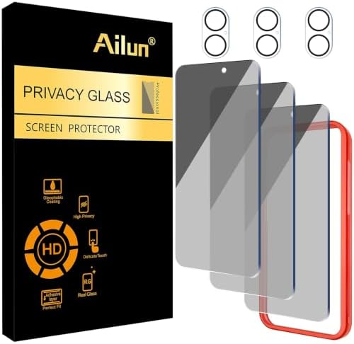 Ailun Privacy Screen Protector+Camera Lens Protector for iPhone 16, 3+3Pack