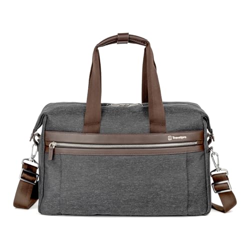 Travelpro Platinum Elite Carry on Soft Travel Underseat Tote Bag, Weekender, Overnight, Men and Women, Vintage Grey, 16.5 Inch