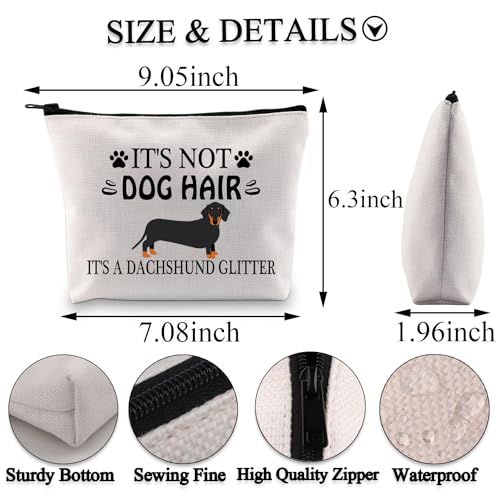 PLITI Dachshund Gifts For Women Dachshund Lovers Makeup Bag It's Not Dog Hair It's a Dachshund Glitter Dachshund Mom Gift (Dog hair dachshund bagU) - Image 2