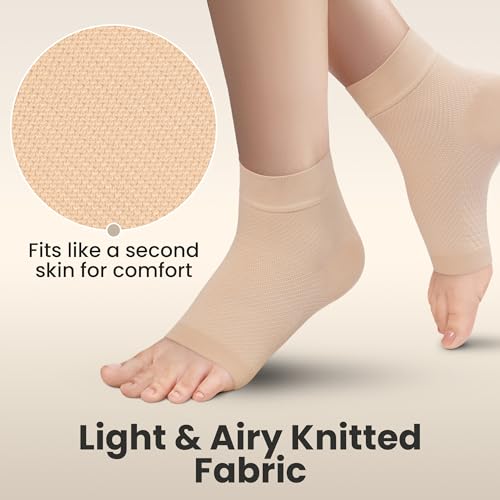 KEMFORD-Ankle-Compression-Sleeve-Plantar-Fasciitis-Braces-Open-Toe-Compression-Socks-for-Swelling-Sprain-Neuropathy-Arch-Support-for-Men-and-Women-20-30mmhg-M-Beige