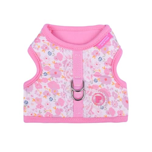 Pinkaholic New York Amabel Jacket Dog Harness Flower Pattern Fashionable Cute Spring Summer Harness for Small Dogs, Pink, Large