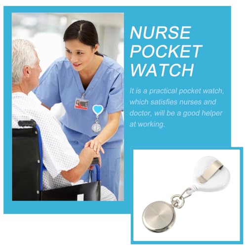 Image of Hemobllo Heart Shaped Retractable Nurse Pocket Watch Quartz Clip-on Hanging Table with Second Hand for Professionals
