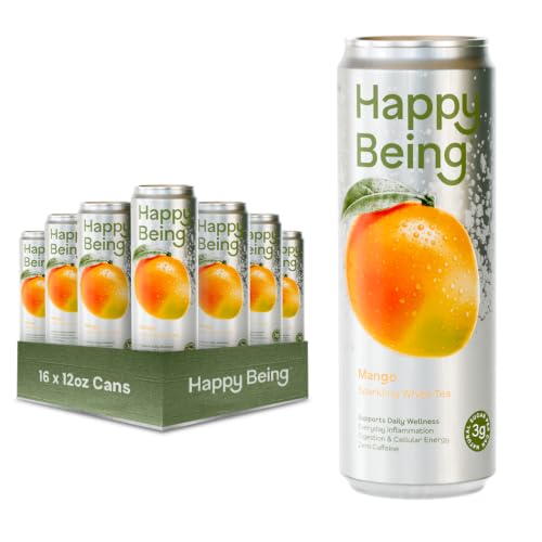 Happy Being Mango Sparkling White Tea, Antioxidant, 12oz 16 Pack