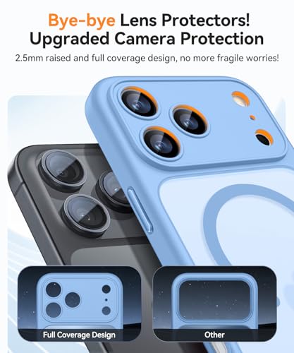 Image of CANSHN Magnetic Compatible with iPhone 17 Pro Max Case, Upgraded [Full Camera Protection] [Compatible with Magsafe] [Translucent Matte] Shockproof Protective Phone Cover 6.9 Inch - Light Blue