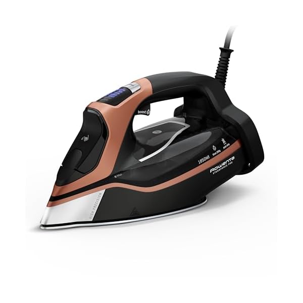 Rowenta, Iron, Steam Force Pro Steam Iron for Clothes 1850 watts, 5 presets Smart Screen, Stainless Steel Soleplate, Powerful Steam Boost, High-Efficiency Ironing, Black Copper, DW9580