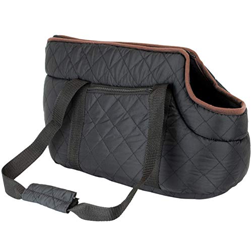 proudpet Quilted Pet Carrier Small Dog Handbag Cat Carry Bag (Black)