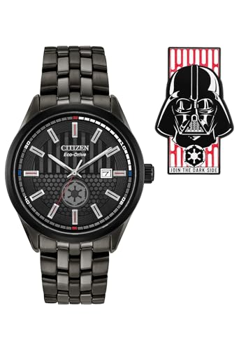 citizen men39s eco-drive star wars darth vader limited edition watch and pin box setblack ion plated stainless steel watch white dial 3 hand 41mm model bm7255-61w