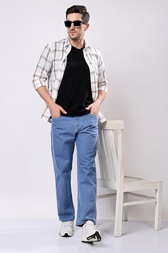 Image of EditLook Men's Denim Cotton Blend Oversized Loose Baggy Fit Mid Rise Jeans Pants for Men