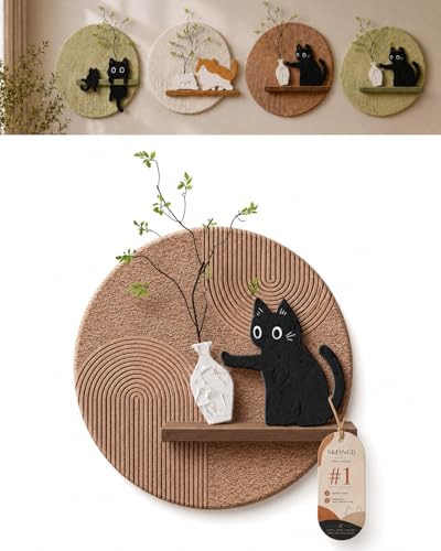 3D Textured Cat Wall Art with Shelf