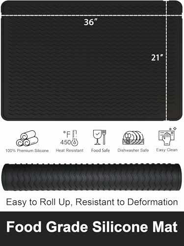 Stove Top Covers for Electric Stove, Food Grade Heavy Duty Silicone Glass Stove Top Cover Protector, Induction Cooktop Protector, Heat Resistant Range Ceramic Stove Top Covers Mat, Oven Cover