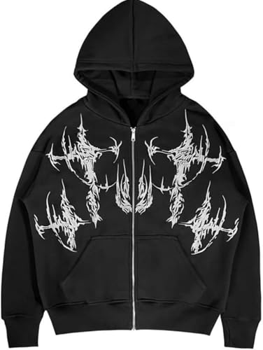 Yancremio Casual Harajuku Gothic Print Hoodie – Stylish Warmwear