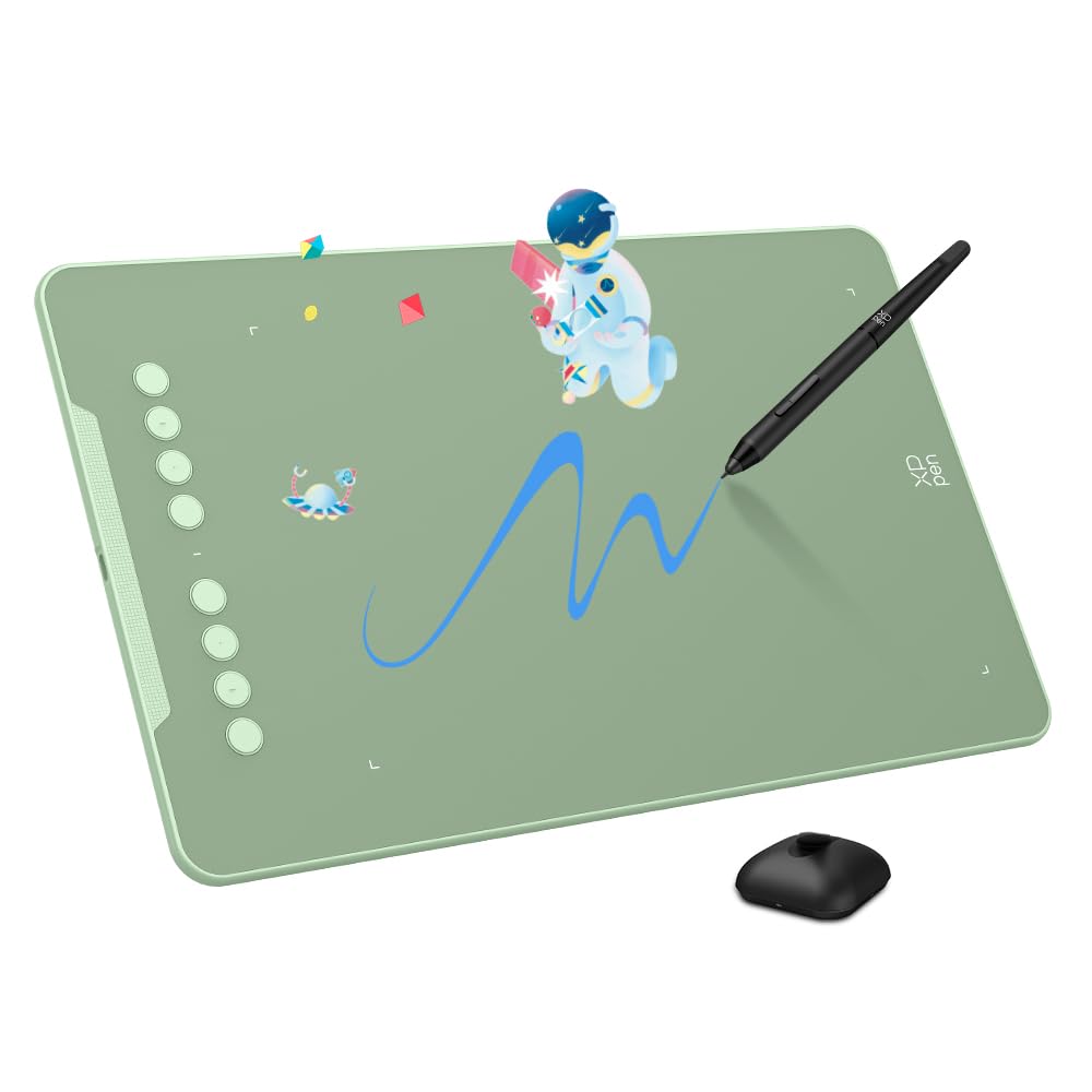 XPPen Deco 01 V3 10x6 Drawing Tablet | 16K Pressure Pen | Battery-Free Stylus | 8 Hotkeys | for OSU Gaming &amp; Teaching | PC/Mac/Android/ChromeOS Compatible | Green