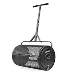 Crystals 24" Steel Compost Spreader Roller – 70L Lawn Peat Moss & Topsoil Spreader for Grass Seed, Manure & Fertiliser, Heavy Duty Garden Lawn Care Tool with Mesh Drum for Even Distribution
