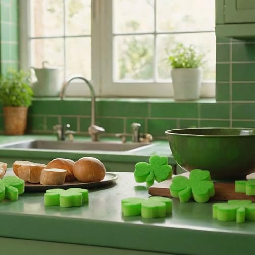Image of Tioncy 12 Pack Irish Festival Kitchen Sponges Bulk Dual Sided Scrubber Sponges Dishwashing Kitchen Cleaning Accessories for Household Supplies