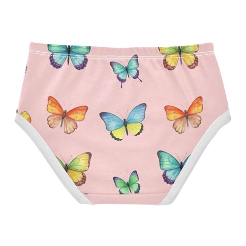 Girls Underwear Toddlers 2t Cotton Little Girl Panties Flower Underpants Briefs Watercolor Butterflies Pink2