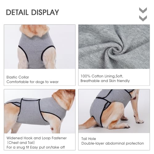 Image of Nanaki After Surgery Dog Recovery Suit Female Spay-Male Neuter Surgery Suit For Dogs,Abdominal Wounds Bandages, E-Collar & Cone Alternative Prevent Licking,Soft Protective Pet Pajamas,Post-Op Wear, XL