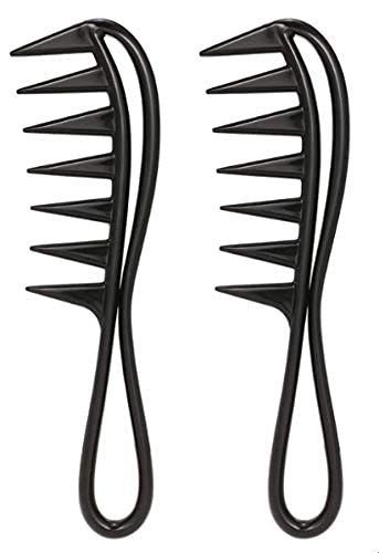 IAS Ladies Hair Comb Hairstyle Wavy Long Curly Hair Care Detangling Wide Teeth Brush Hairdressing Styling Tool Pack of 2pc