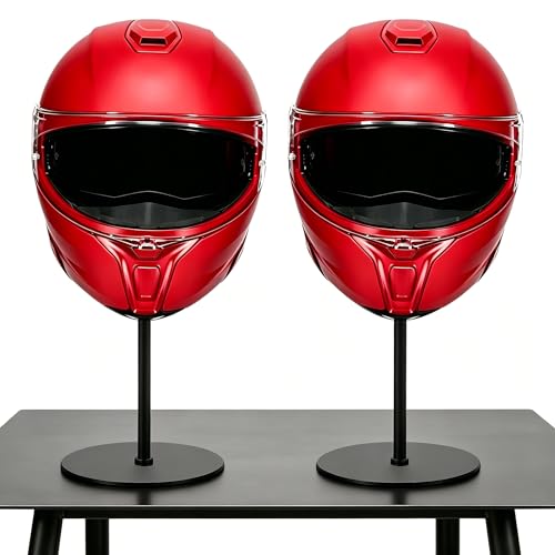TMWEFUSC Helmet Dispiay Stand 2 Pack Steel Desktop Motorcycle Helmet Rack with Stable BaseMount for Helmets Caps Hats Wigs Rugby