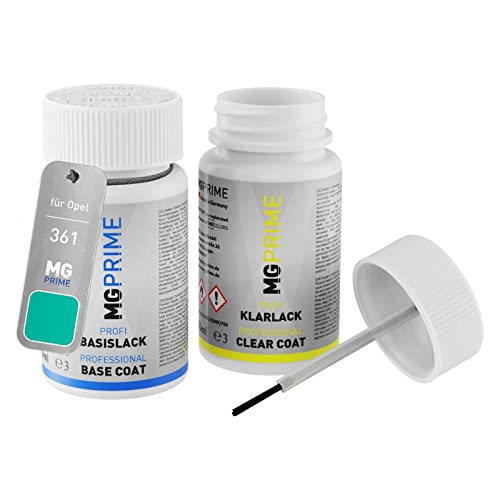 MG PRIME Autolack Lackstift Set für Opel 361 / 47L/ES Mintgrün Basislack Klarlack je 50ml