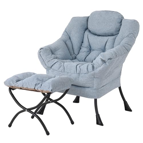 Tiita Lazy Chair with Ottoman, Modern Large Accent Lounge Chair,