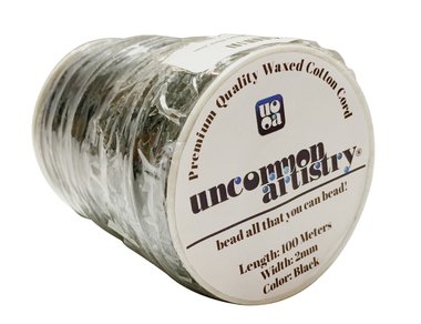 UnCommon Artistry Waxed Cotton Cord 100 Meters Black 2mm
