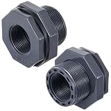 Maasechs 2 Pcs 1-1/4 Inch Bulkhead Fitting PVC Water Tank Connector Plumbing Pipe Threaded Bulkhead Fitting NPT for Rain Barrels, Water...