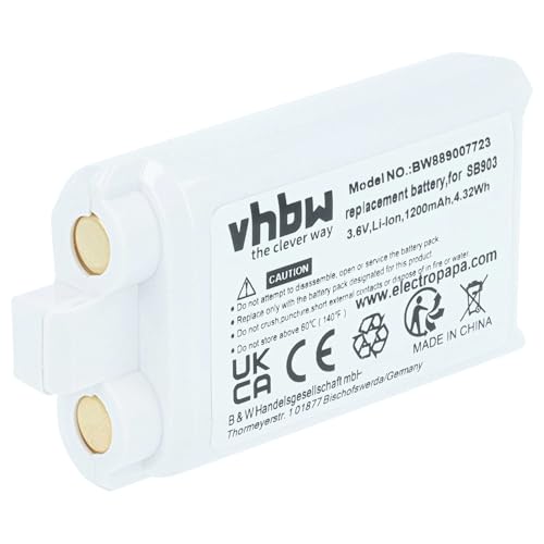 vhbw batteria sostituisce Shure SB903 per sistema radiomicrofonico, trasmettitore (1200mAh, 3,7V, Li-Ion)
