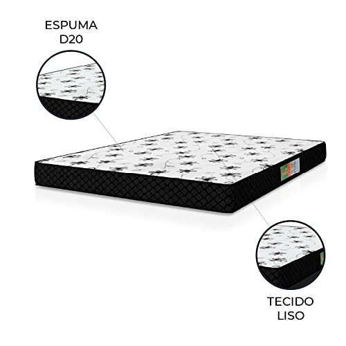 Colchão Casal Espuma 138x188x12cm Polar Branco / Preto