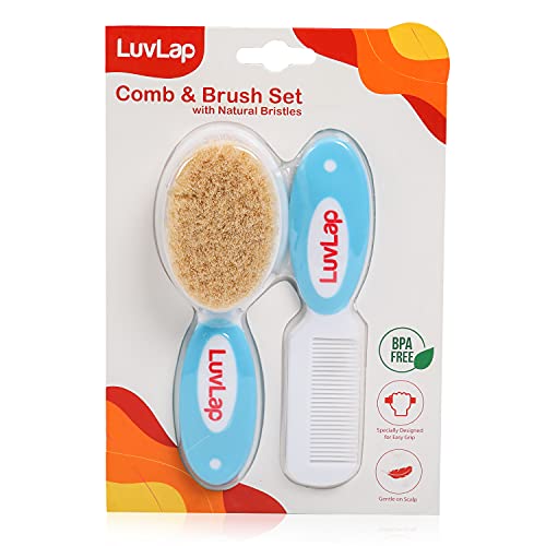 Peigne pour bébé et brosse blanche et bleue Luv Lap en lot de 2