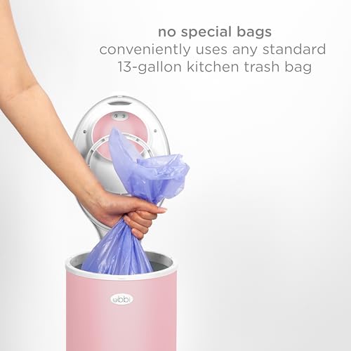 Image of Ubbi Stainless Steel Diaper Pail, Odor Locking, No Special Bag Required, Award-Winning, Registry Must-Have, Fig Blossom