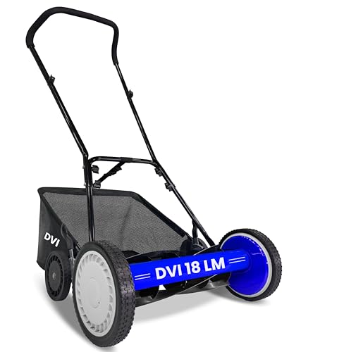 Image of DVI Manual Push Lawn Mower with 40L Premium Grass Catcher | 18-Inch Reel Push Grass Cutter Machine with 9-Position Height Adjustment with 5 Steel Resharpable Blades for Home, Garden and Yard.