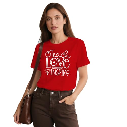 MAIHUN Womens Teacher Life Shirt Teach Love Inspire Tshirt Teach Tee Tops2