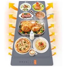 Warming Mat For Food Extra Large 36"x16" Quick, Full-Surface Heating Portable Food Warming Mat 6 Temp Levels, 8-Hour Timer, IPX7 Electric Warming Trays Rollable Silicone Food Warmer for Parties Buffet
