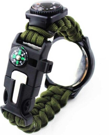 Linist Outdoor Survival Paracord Watch with Compass, Flint Fire Starter, Whistle & Emergency Rope Gear – Multi-Functional Tactical Bracelet Watch for Camping, Hiking, and Outdoor Adventures 1
