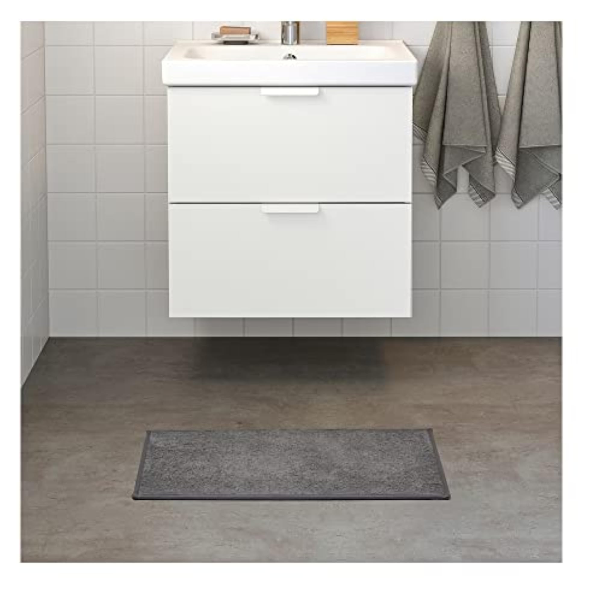 Bath Mats, Dark Grey, Machine Washable