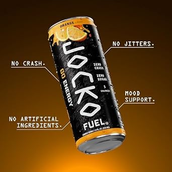 Jocko Fuel GO Energy Drinks, Afterburner Orange - 95mg Caffeine with Added Adaptogens, Vitamin B12 & B6, L Theanine for Mood & Focus Support, No Sugar, 12 Pack - Packaging May Vary