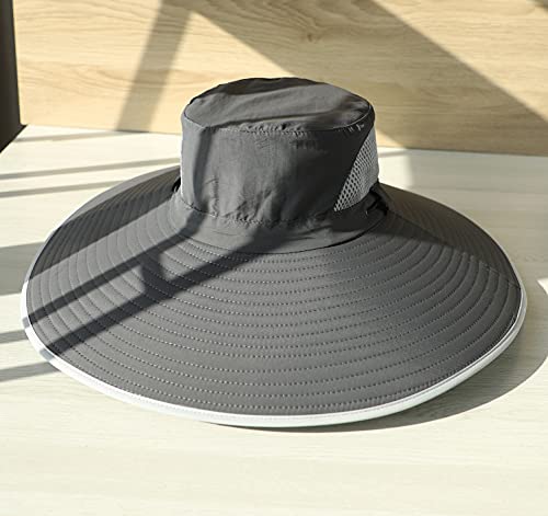 Image of HUAMULAN Super Wide Brim Men Fishing Sun Hats, Sports Outdoor Travel Women Bucket Cap, Golf Cycling Safari Boonie Hat