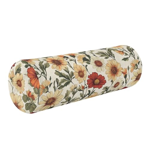 miaozhen Belgium Gaillardia Beauty Flowers Bolster Pillow Insert Bolster Pillow for Reading soporte para el Cuello 5.5''x17''