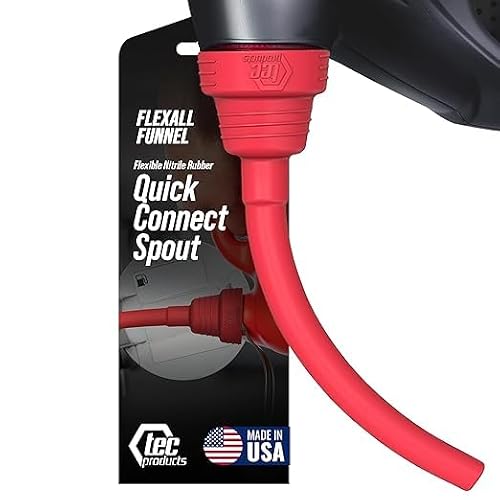 Image of TEC Products FlexAll Threaded Funnel, Single-Piece Nitrile Rubber, Suitable for Autos, Tractors, Boats, Chainsaws, Trimmers, Directly Screws on to Bottles - Fits Gallon, Quart & Pint Containers